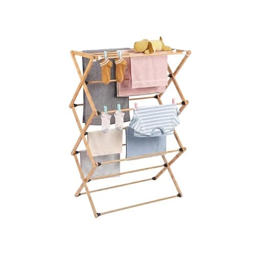 FJO 3-Tier Foldable Bamboo Drying Rack