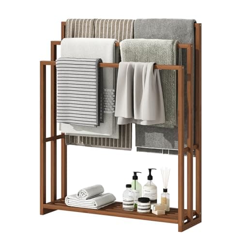 Generic Bamboo Towel Rack with Shelf, 3-Tier