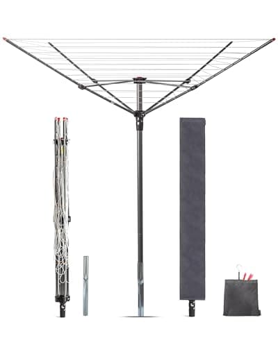 STORAGE MANIAC Outdoor Umbrella Drying Rack, 12 Lines with 164 Feet