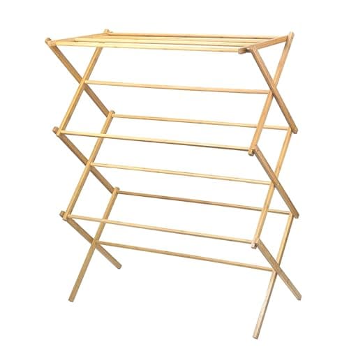 Home-it Wooden Clothes Drying Rack, Collapsible Bamboo