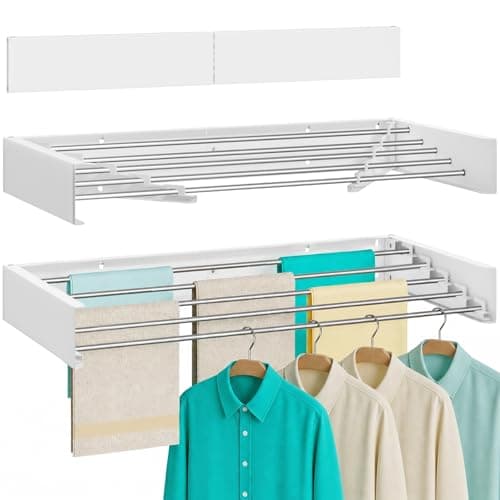 SOLVESTIS Wall Mounted Clothes Drying Rack, 31.6" Foldable