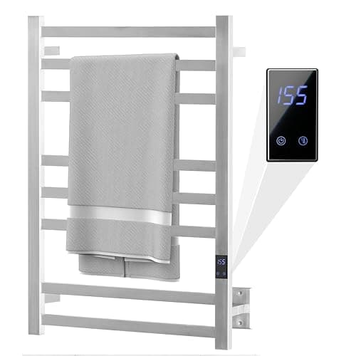 Peaktrivol 8-Bar Towel Warmer Rack, Brushed Stainless Steel