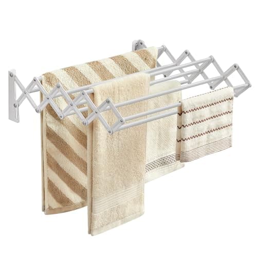 SONGMICS Wall-Mounted Drying Rack, 9 Staggered Rods