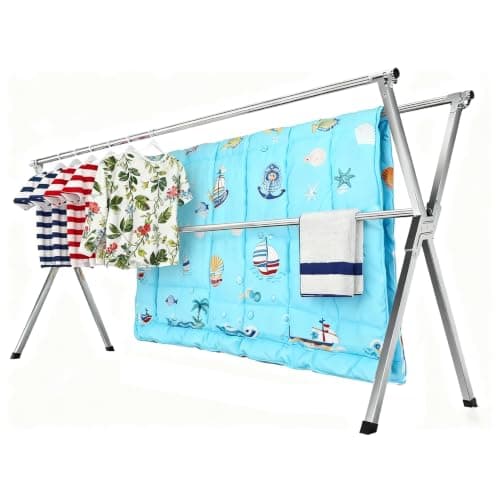 AZHZOLSK Outdoor Clothes Drying Rack with 20 Windproof Hooks