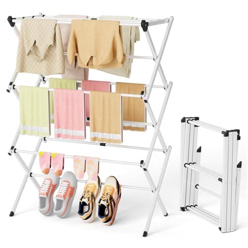 BAKON Space Saving Foldable Clothes Drying Rack, Extendable