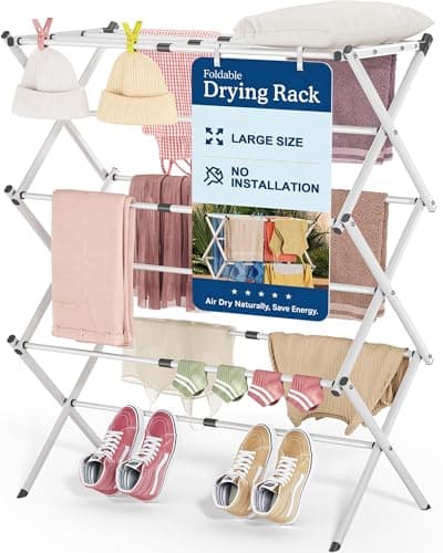 APEXCHASER Oversize 3-Tier Clothes Drying Rack, No Install