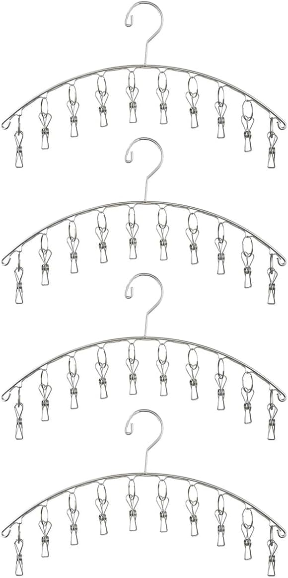 Toplife Clothes Hanger with 10 Clips, Set of 4