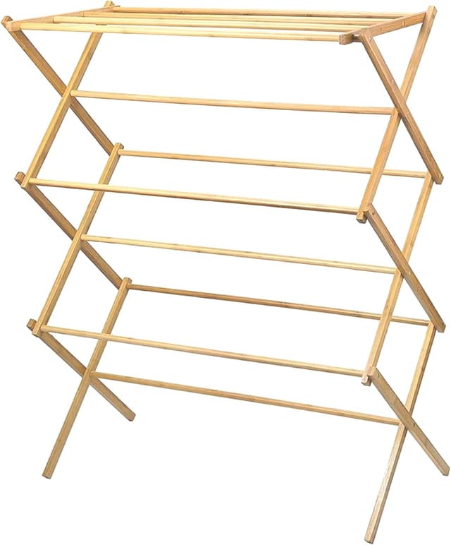 Home-it Wooden Clothes Drying Rack, Collapsible Bamboo