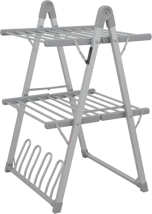 SHARNDY Heated Clothes Drying Rack, Foldable with Timer (Silvery Gray)
