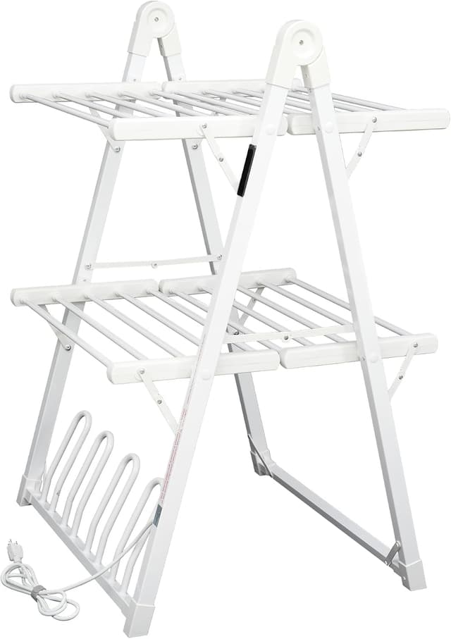 SHARNDY Heated Clothes Drying Rack, Foldable with Timer (White)