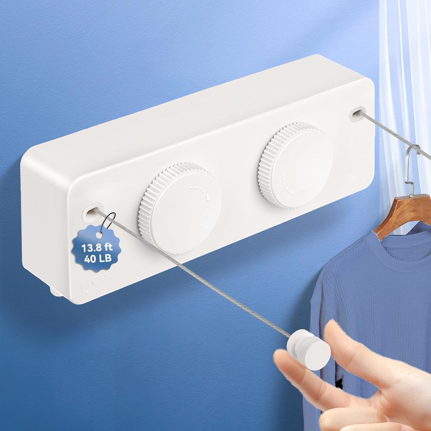 Coltovia Retractable Clothesline, 304 Stainless, 13.8 ft