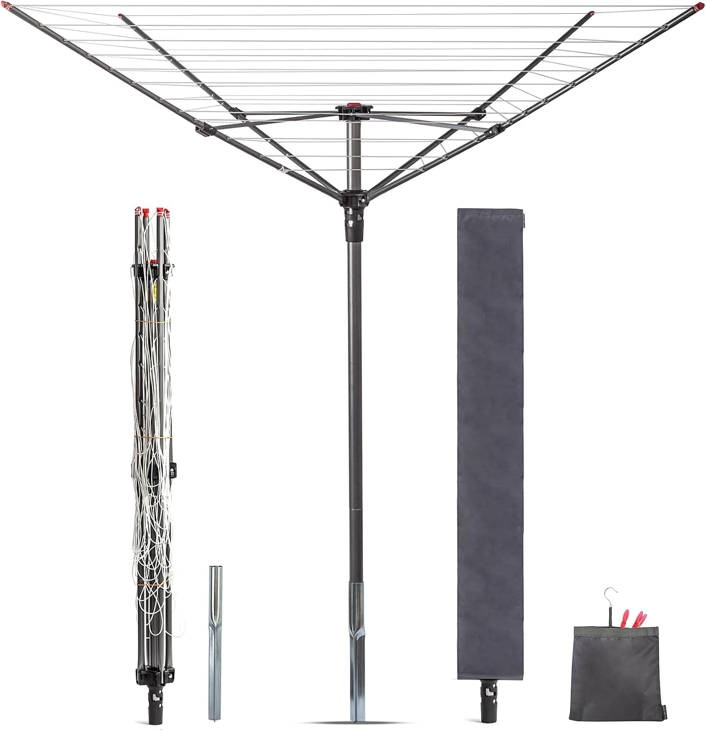 STORAGE MANIAC Outdoor Umbrella Drying Rack, 12 Lines with 164 Feet
