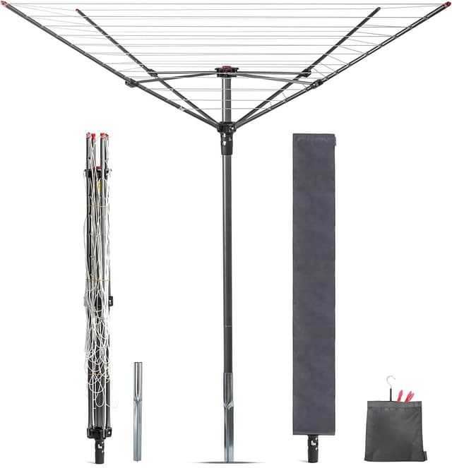 STORAGE MANIAC Outdoor Umbrella Drying Rack, 12 Lines with 164 Feet