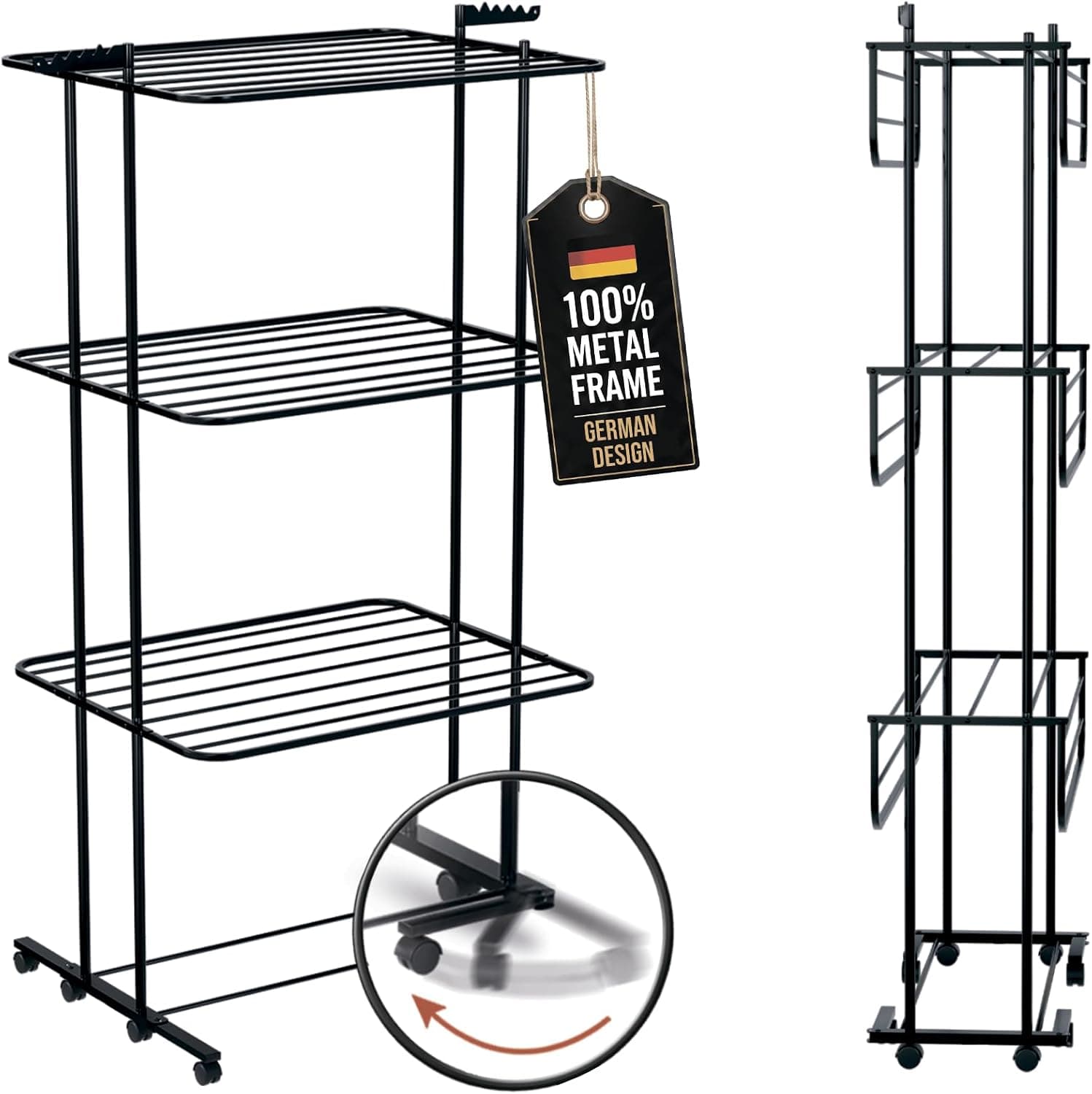 Isottcom MetalFlex Drying Rack, 8 Rubber Wheels