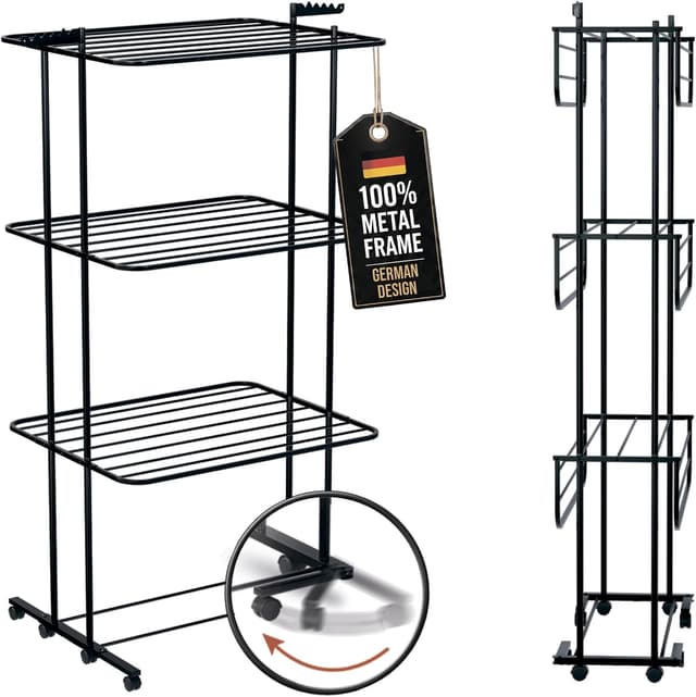 Isottcom MetalFlex Drying Rack, 8 Rubber Wheels