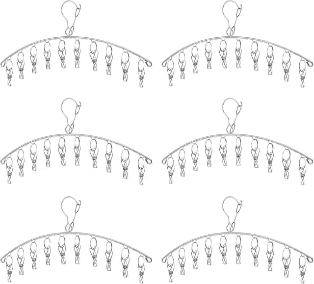 Seropy Clothes Hanger with 10 Clips, 6-Pack