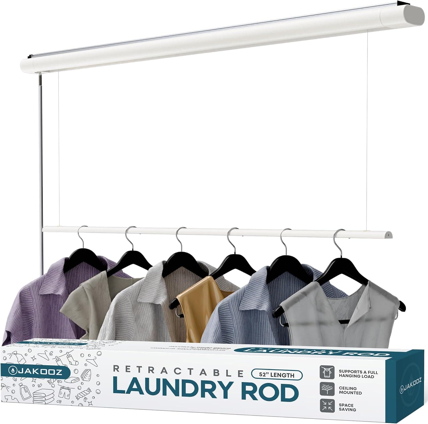 Jakooz Retractable Ceiling Mounted Drying Rack, 52.4"