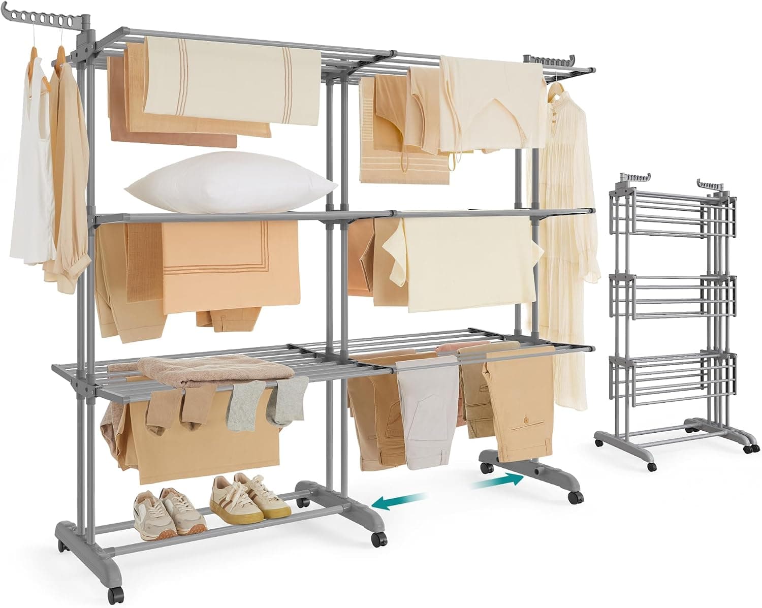 SONGMICS BUNJI 4-Tier Rolling Clothes Drying Rack