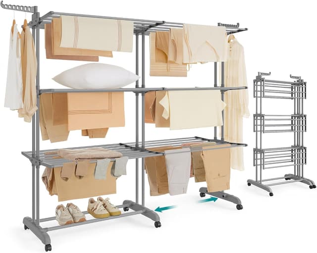SONGMICS BUNJI 4-Tier Rolling Clothes Drying Rack