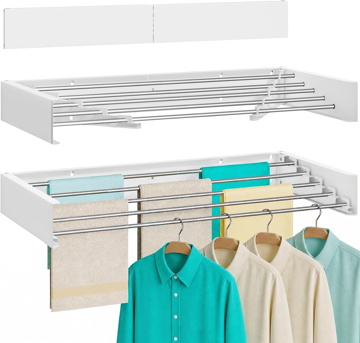 SOLVESTIS Wall Mounted Clothes Drying Rack, 31.6" Foldable