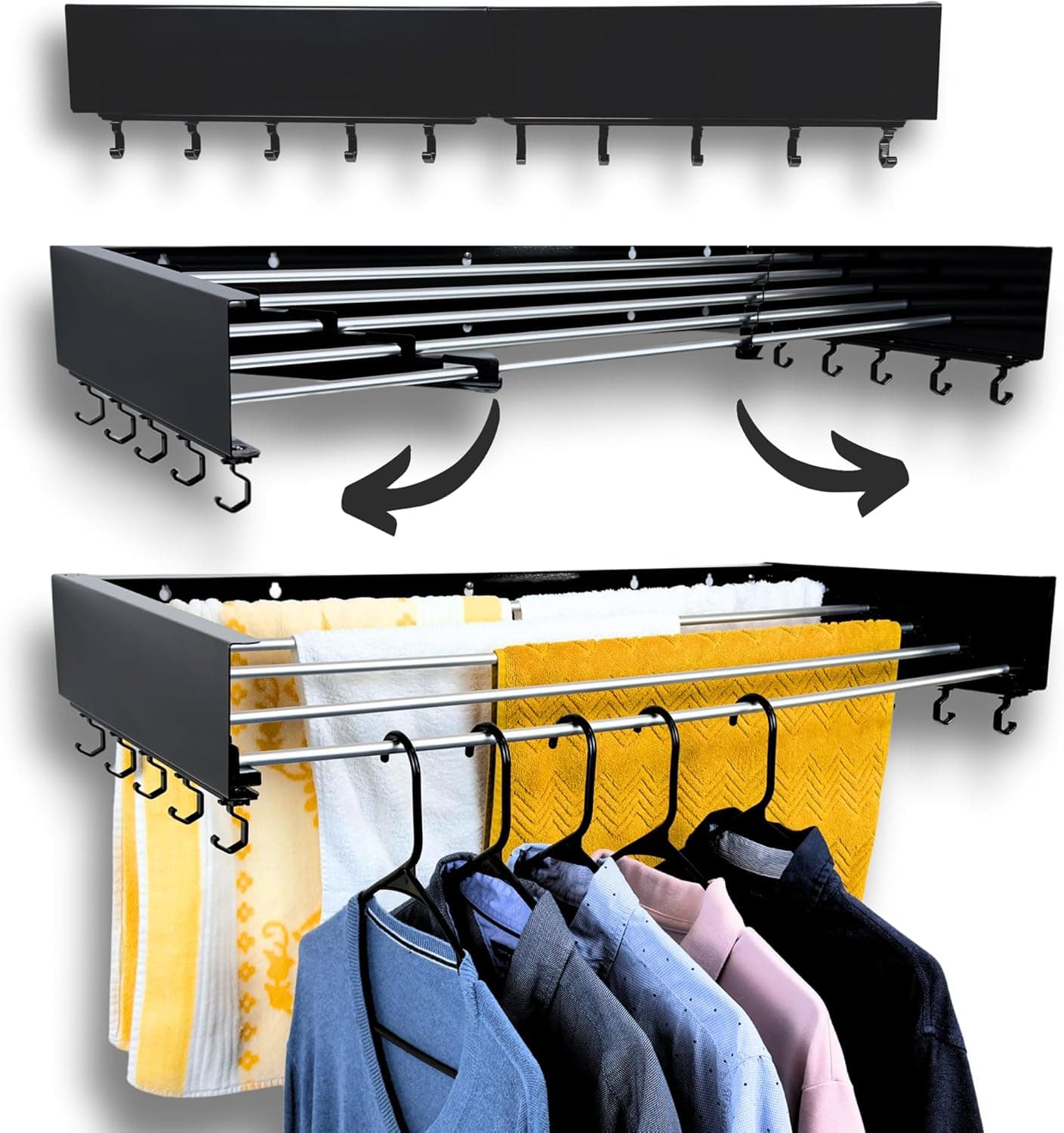 Zetez Foldable Wall Mounted Drying Rack, 31.5" Wide