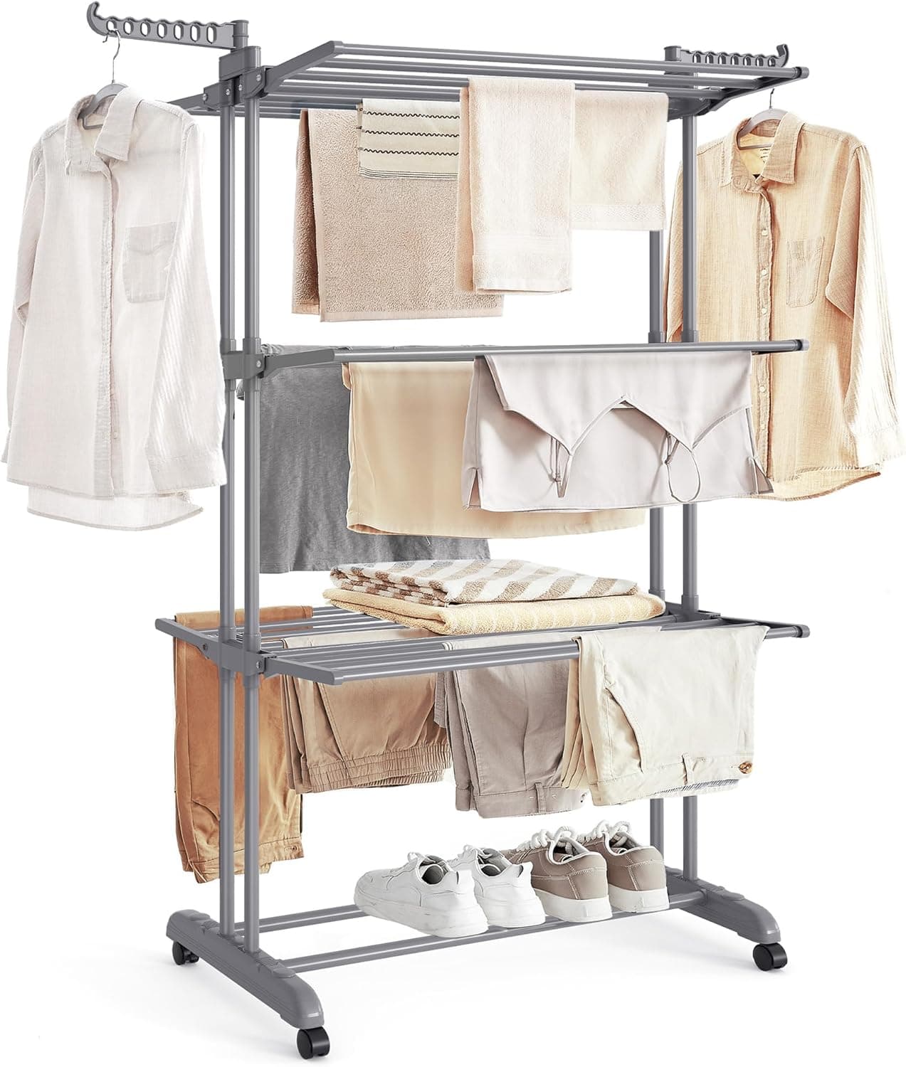 SONGMICS ULLR701 4-Tier Rolling Clothes Drying Rack