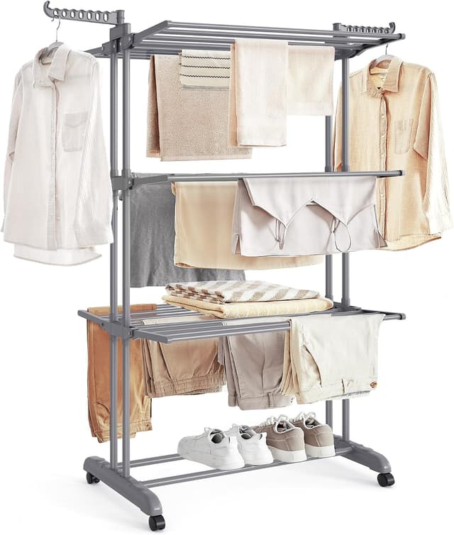 SONGMICS ULLR701 4-Tier Rolling Clothes Drying Rack