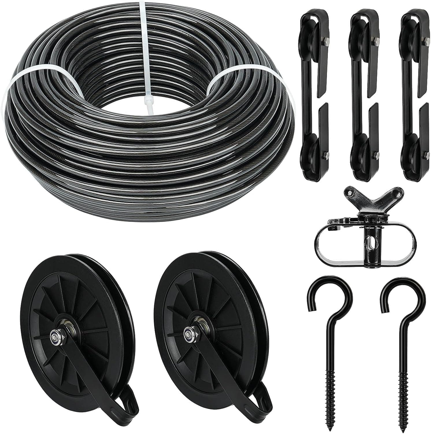 Fshihine Outdoor Clothesline Pulley Kit, 150 ft
