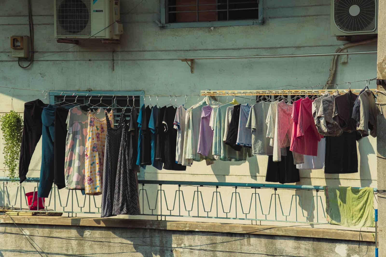 Clothes drying on a rack indoors with daylight