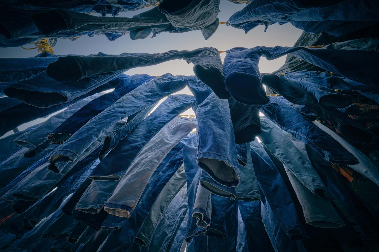 Close-up detail of a metal clothes airer frame