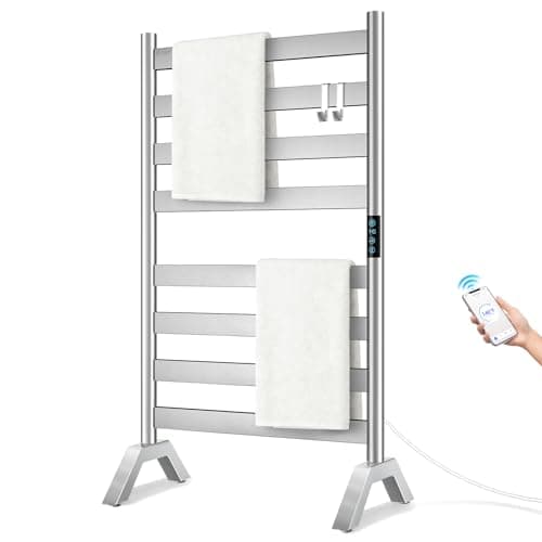 R FLORY Heated Towel Rack, 8-Bar, Freestanding or Wall