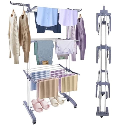 Pheluoca 4-Tier Rolling Drying Rack, 24 Rods