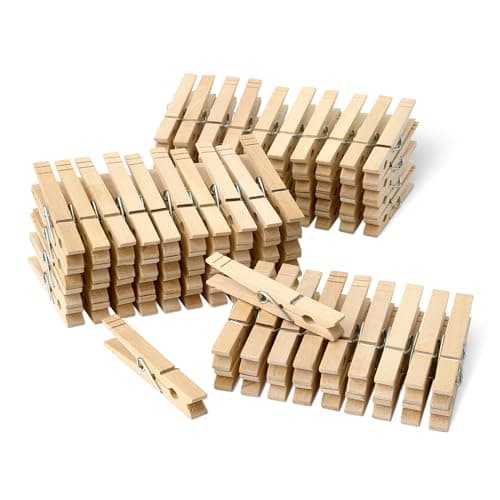 Amazon Basics Birch Wood Clothespins, 100-Pack