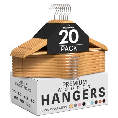 Utopia Home Solid Wood Contoured Hangers, 20-Pack
