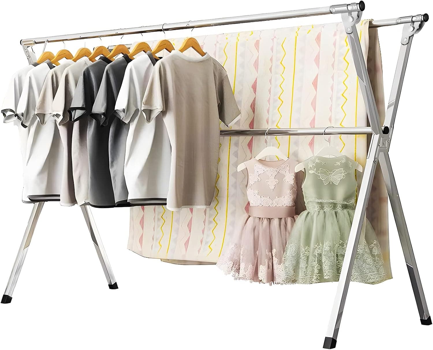 URYAN 79 Inch Stainless Steel Clothes Drying Rack, Heavy Duty
